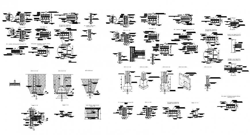 Staircase plan and different construction units 2d view autocad file