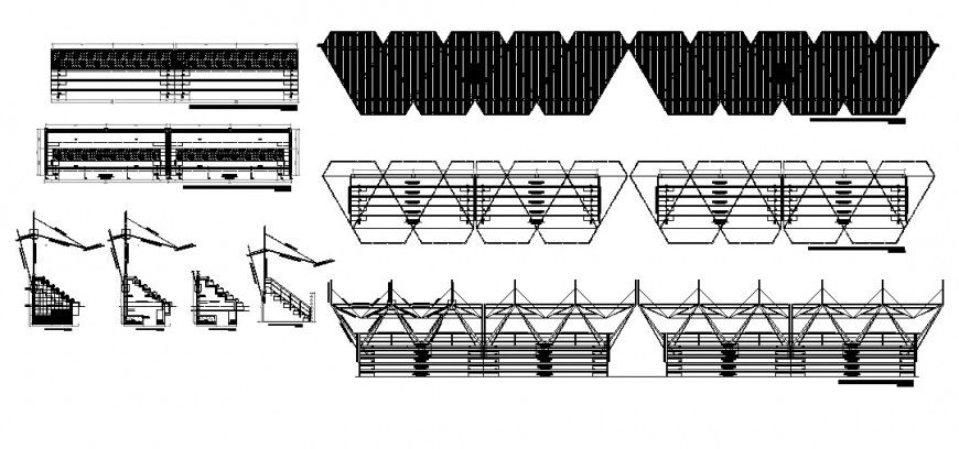Staircase section and constructive details of all floors of school building dwg file