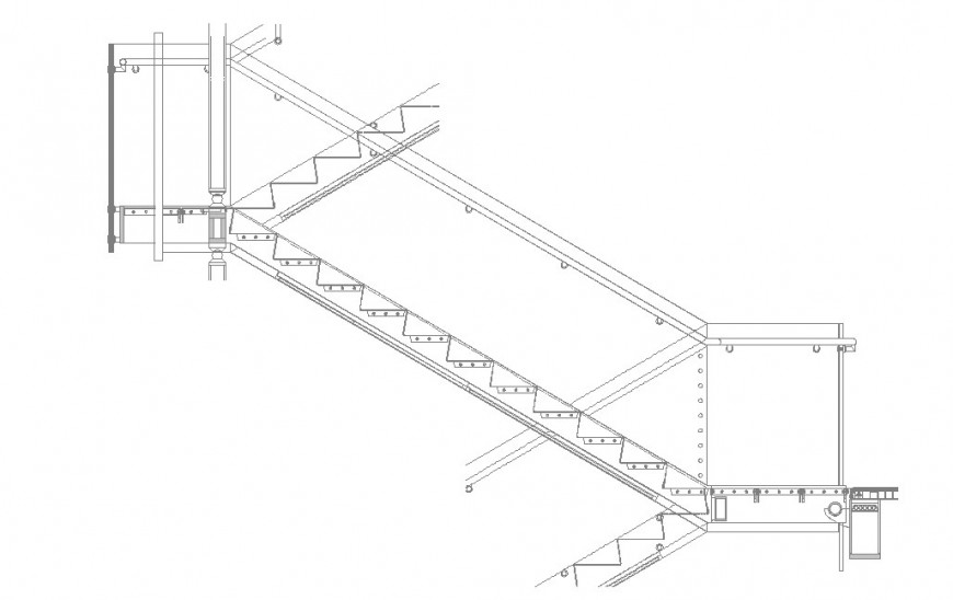Staircase structure detail 2d view CAD construction unit layout file in autocad format