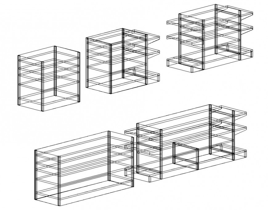 Stationary storage rack 3d in AutoCAD file.