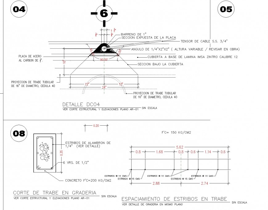 Stirrups and column section detail plan dwg file