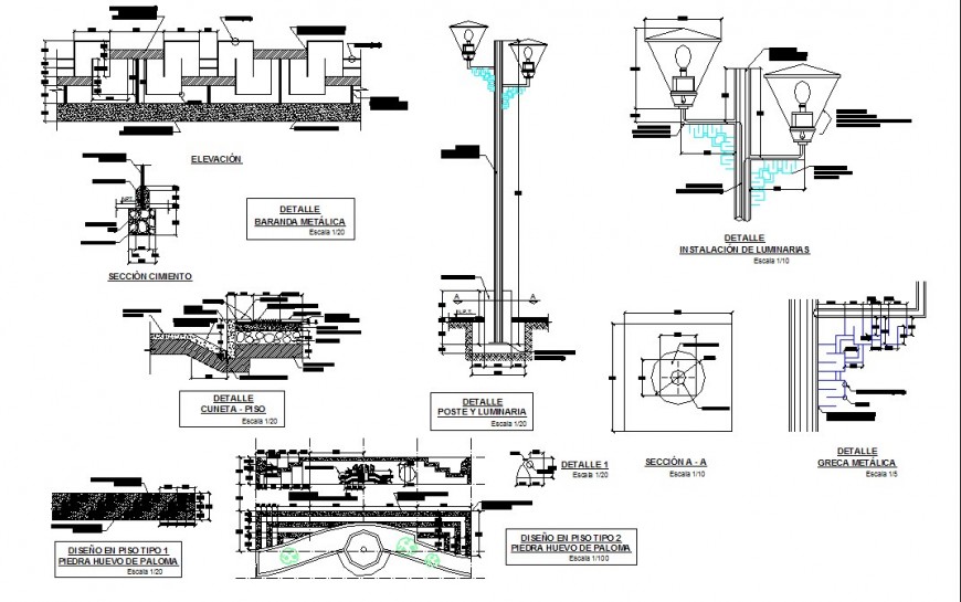 Street light plan and elevation layout file