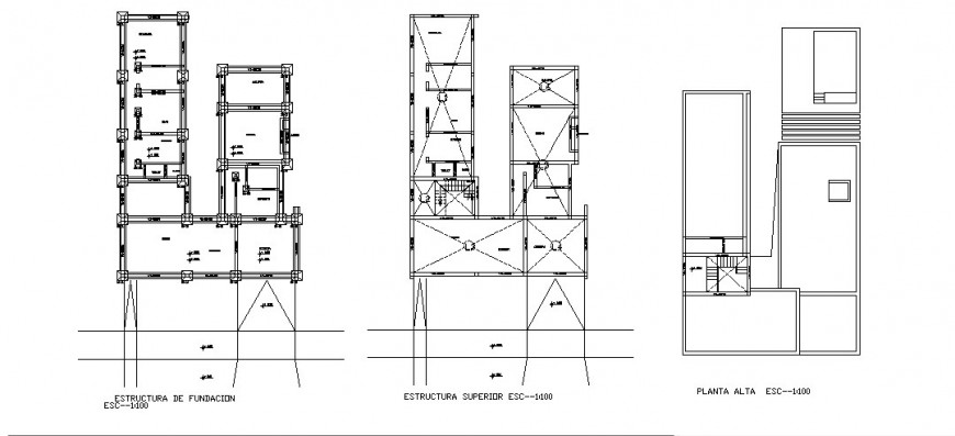Structural and foundation detail plan drawing in dwg AutoCAD file.