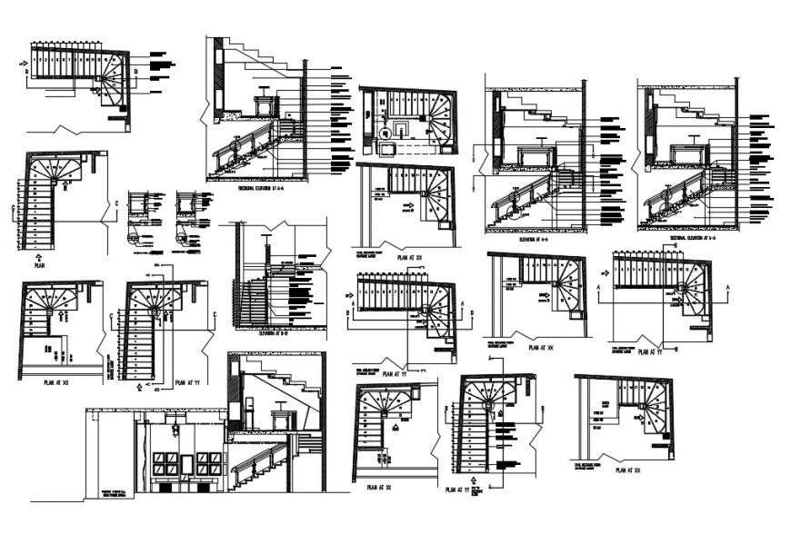 Structural staircase detail drawing dwg file in Autocad format