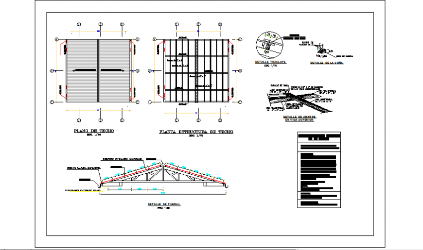 Structure detail of beam,column and Roof trust of common local bridge design drawing