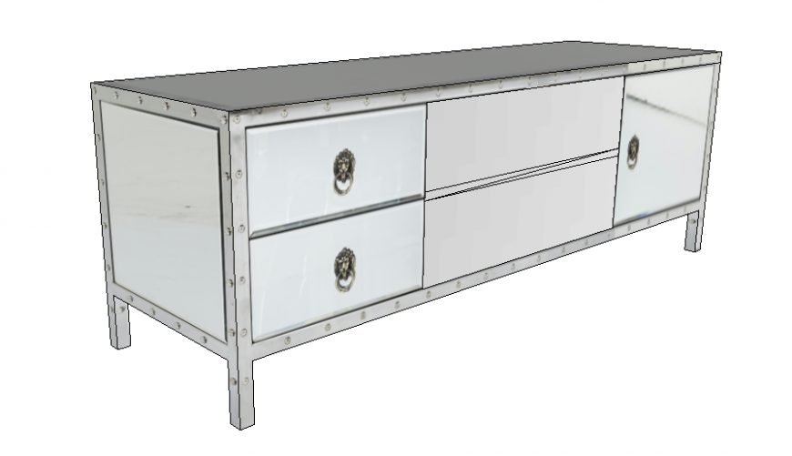 T.V & Board and Rivet 3 d modal detail dwg file
