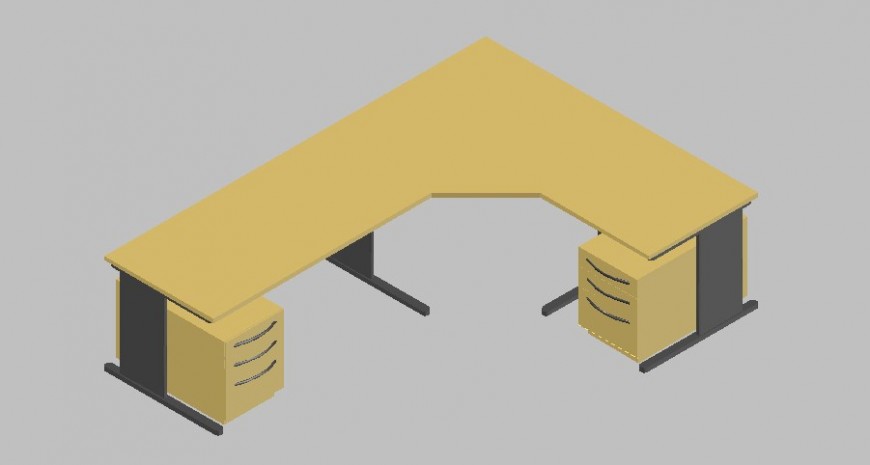 Table 3d model desk detail drawing in autocad