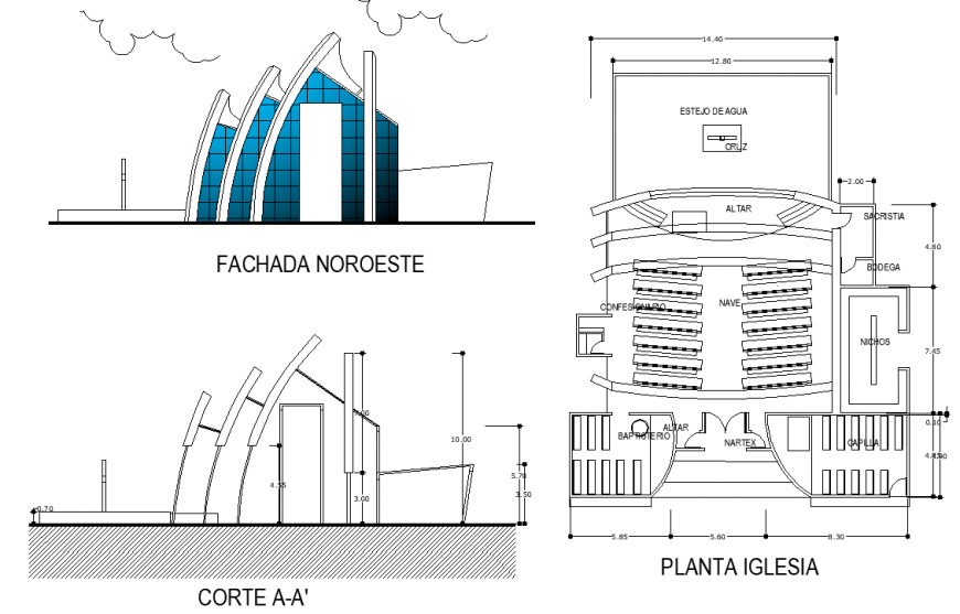 The church plan detail dwg file.