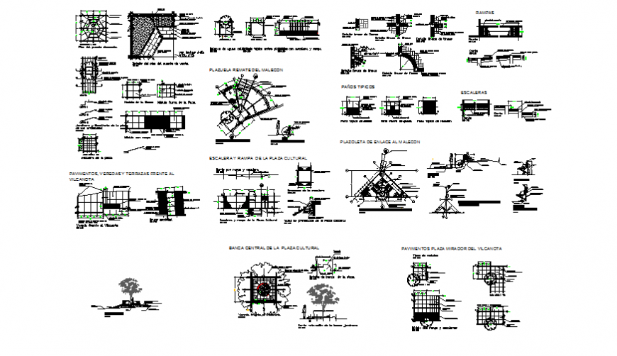 Theme park equipment and landscaping automation and structure details dwg file