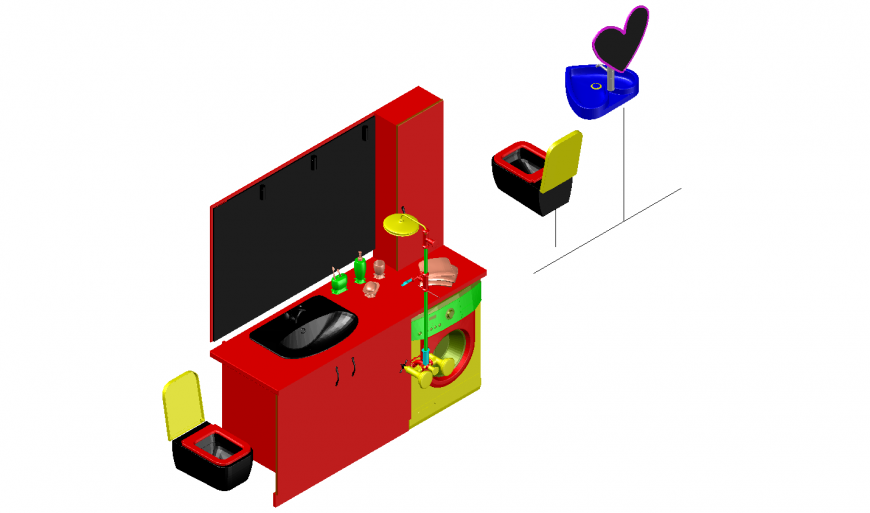 Toilet detail 3d model in dwg AutoCAD file.