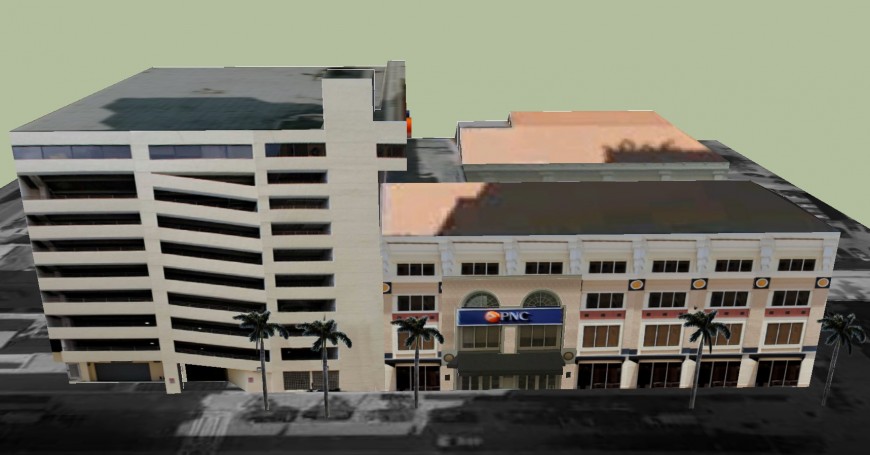 Top view 3d model details of PNC multi-story bank heal office building skp file