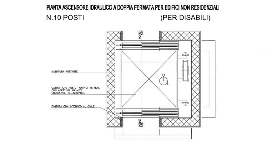 Top view layout plan of a site for handicaped people dwg file