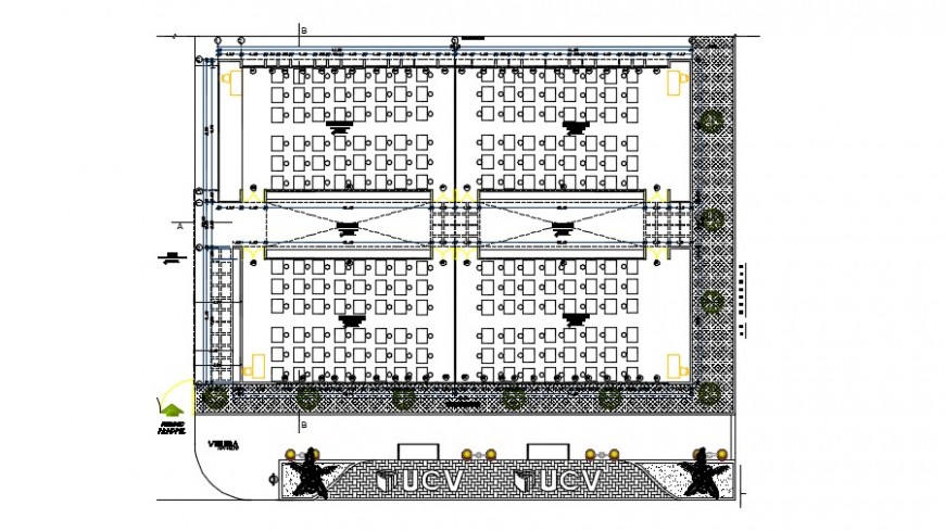 Top view of plan classroom detail dwg file