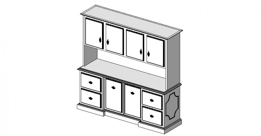 Traditional design study table 3d model in revit file.
