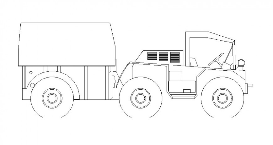 Truck detail vehicle elevation drawing 2d view in autocad