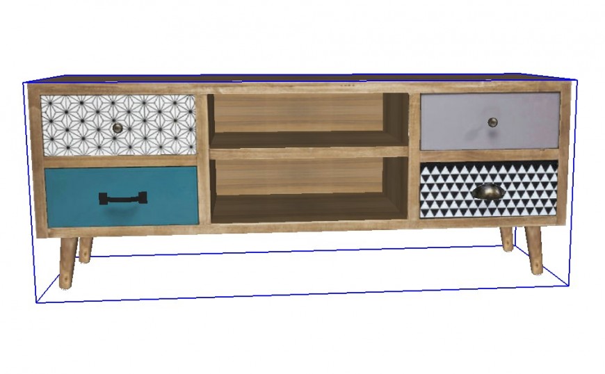 TV unit showcase CAD furniture blocks layout 3d model sketch-up file
