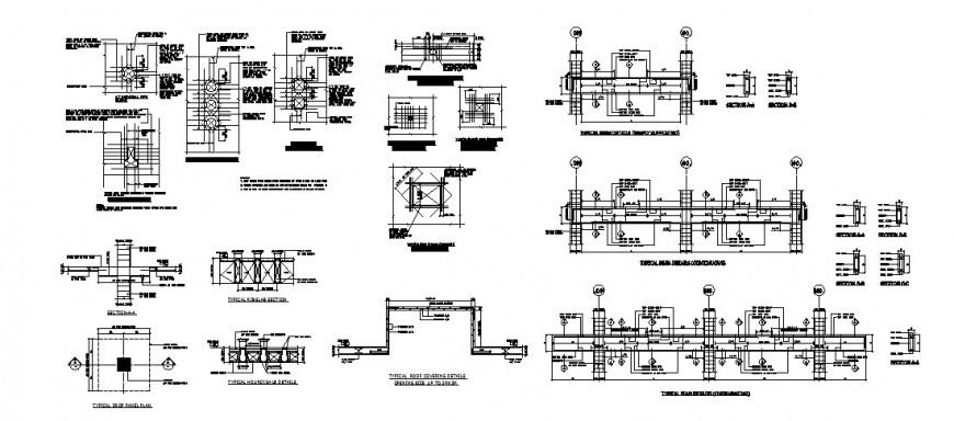 Typical beam and constructive structure cad drawing details dwg file