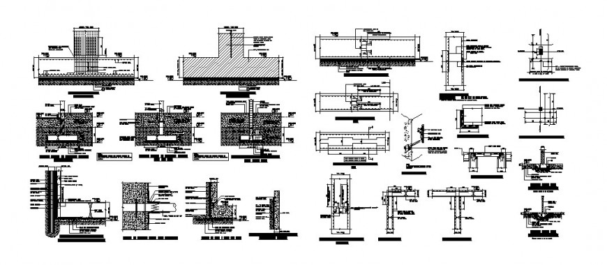 Typical internal footings with tie and strap beam cad drawing details dwg file