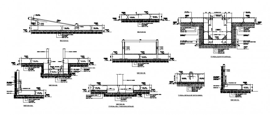 Typical sump pit section and cad construction details dwg file