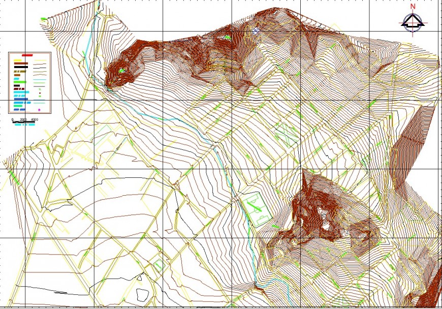 Urban contour map drawing in dwg file.