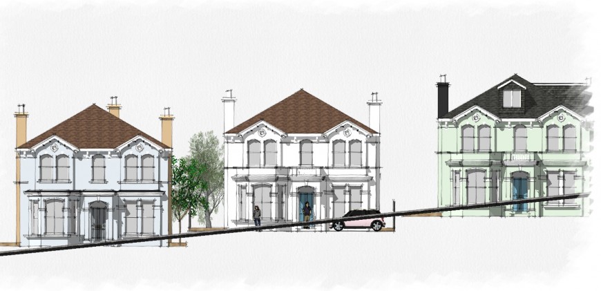 Villa 3d sketch model elevation detail