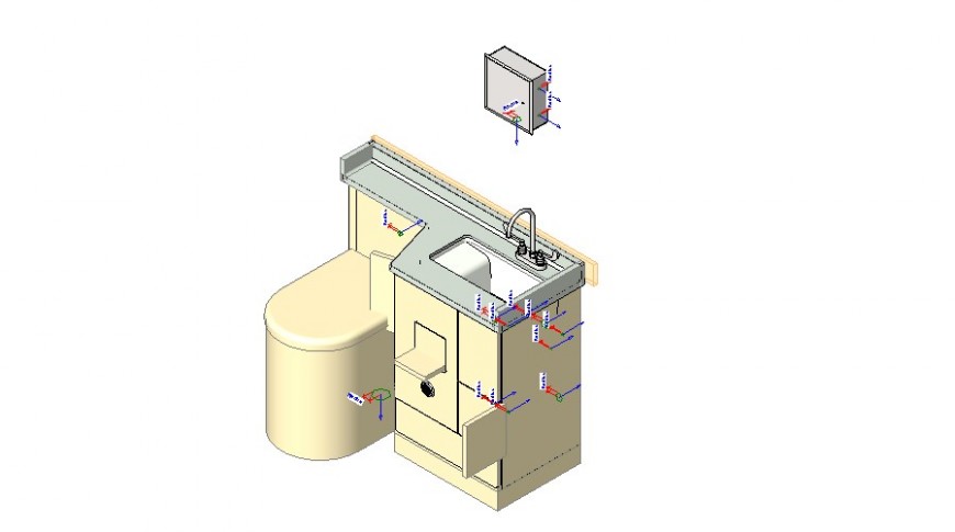 W.C and wash basin 3d model in Revit file.