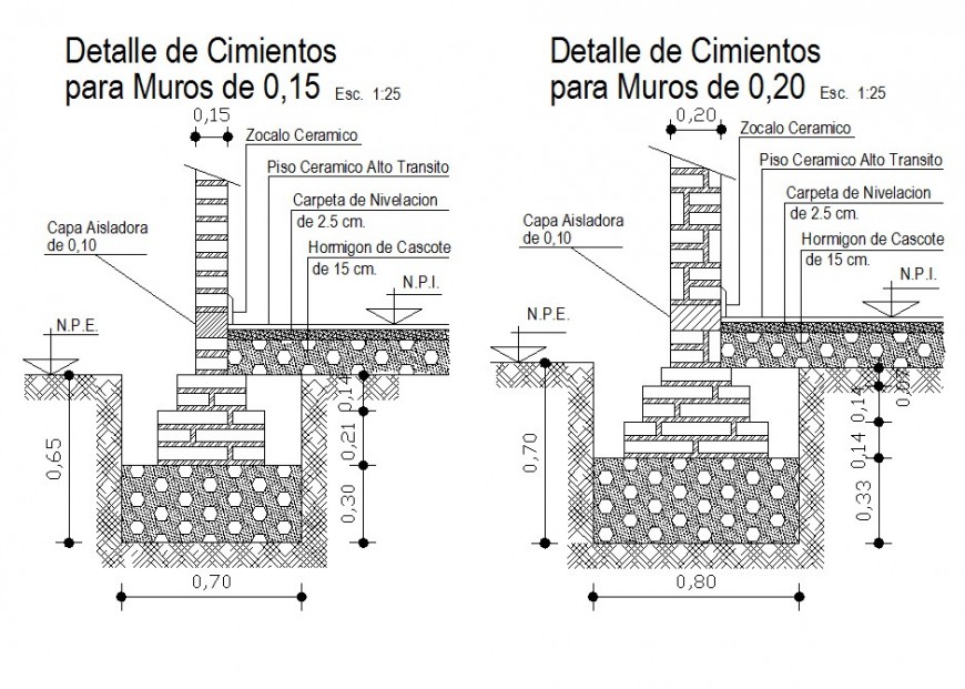 Wall Foundation structure detail 2d view CAD construction block layout dwg file