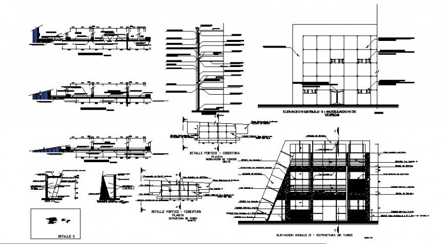 Wall sections and different construction units 2d view autocad file