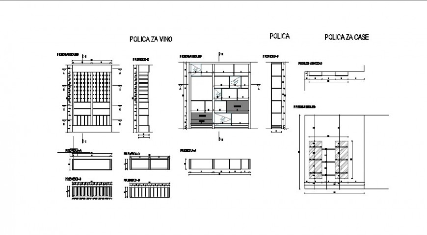 Ward-robe detail elevation 2d view CAD furniture block dwg file