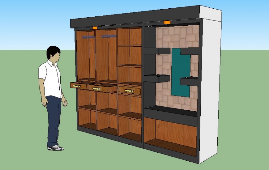 Wardrobe 3d model in skp Sketch Up file.