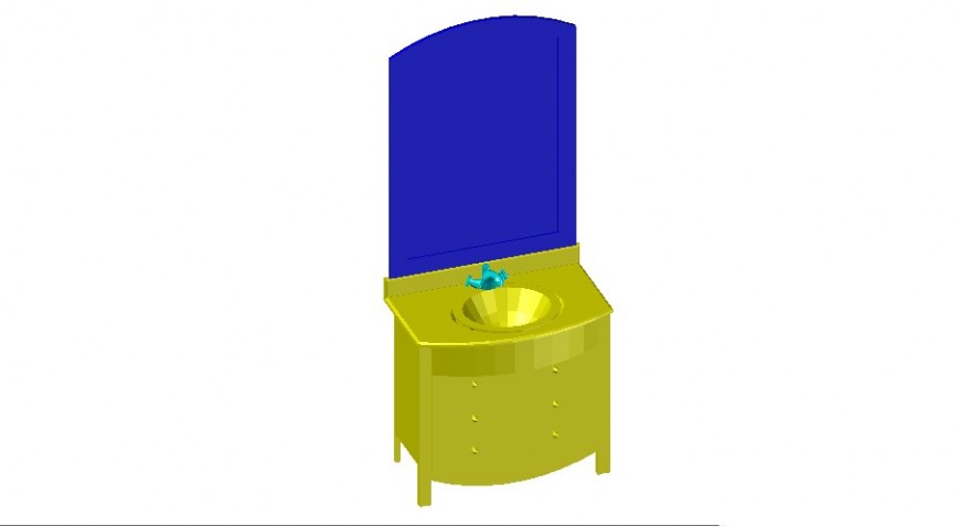 Wash-basin units detail 3d model CAD sanitary block autocad file