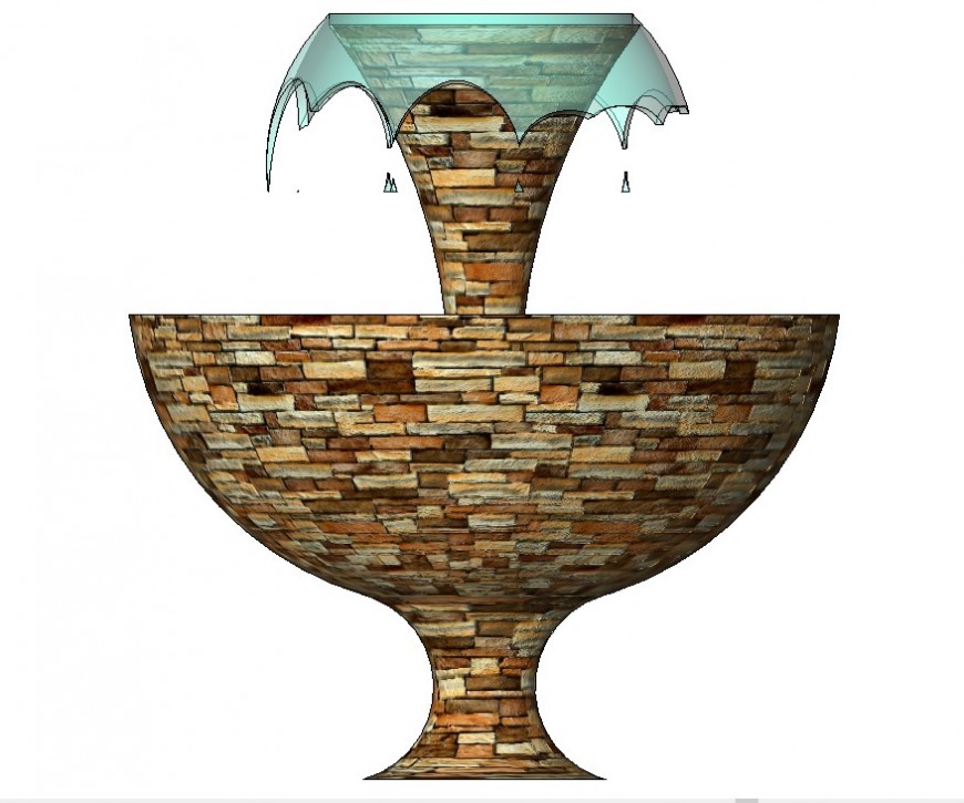 Water fountain detail 3d model CAD structural block Revit file