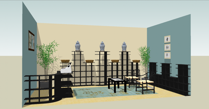 Wellness center waiting area details with 3d interior cad drawing details skp file