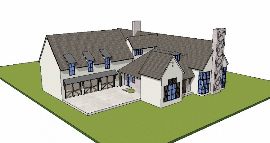 Western concept house 3d model in Revit file.