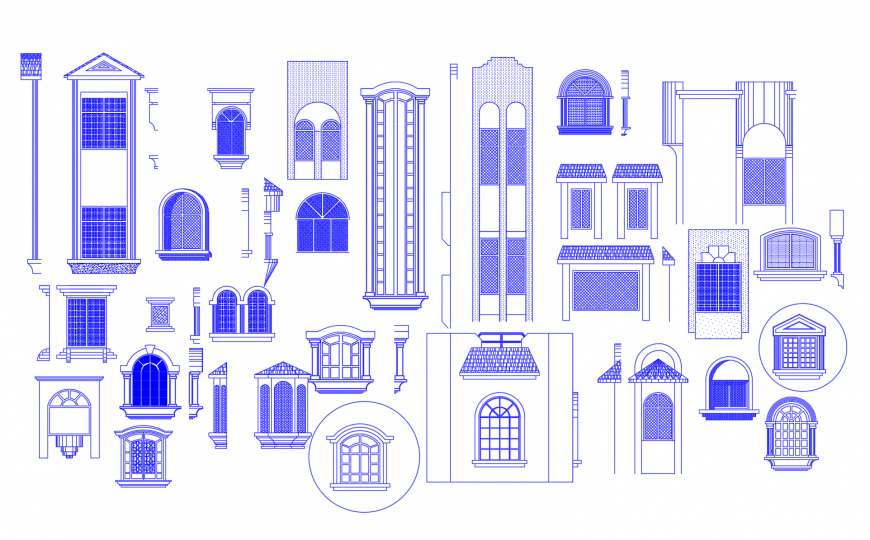 Window and door frame detail elevation 2d view autocad file