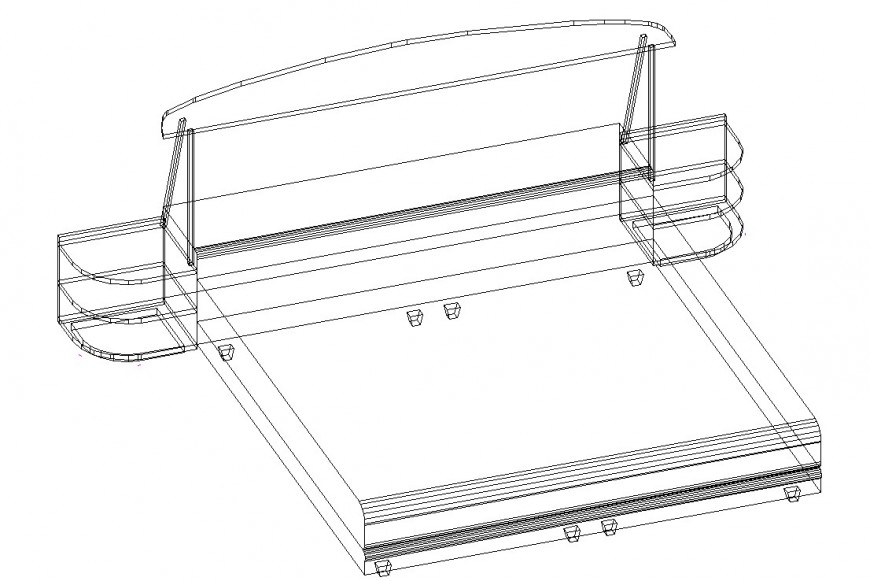 Wooden bed wire frame 3d model in dwg AutoCAD file.