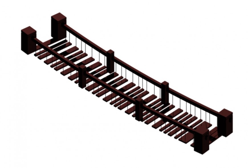 Wooden bridge elevation cad drawing details max file