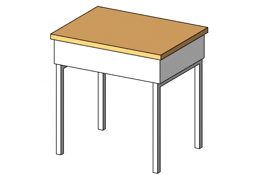 Wooden school desk 3d elevation design cad drawing details dwg file