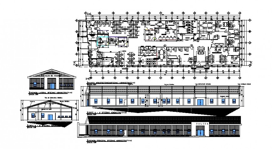 Working plan elevation and section drawing of building 2d view autocad file