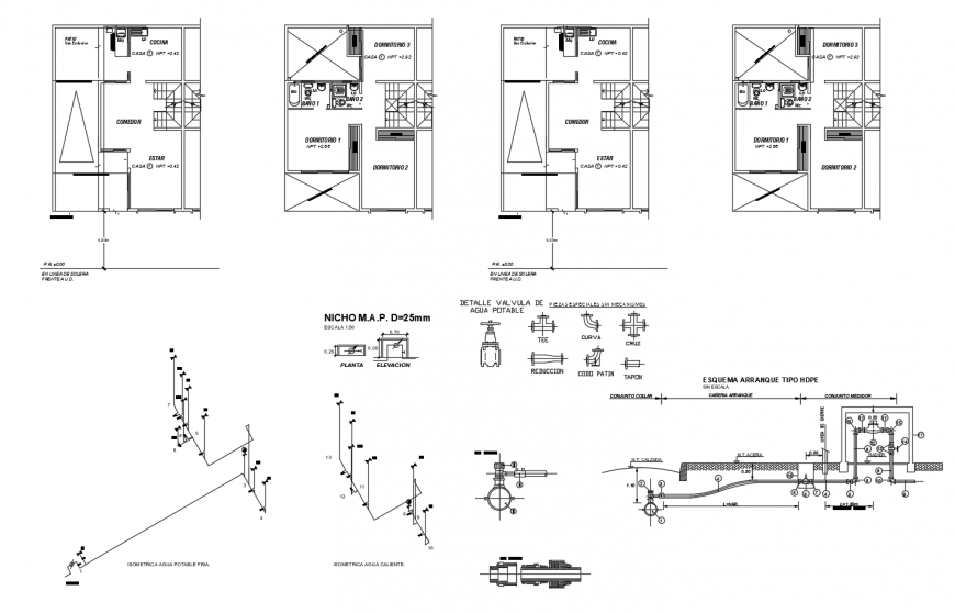 Working plan of housing units 2d view autocad file