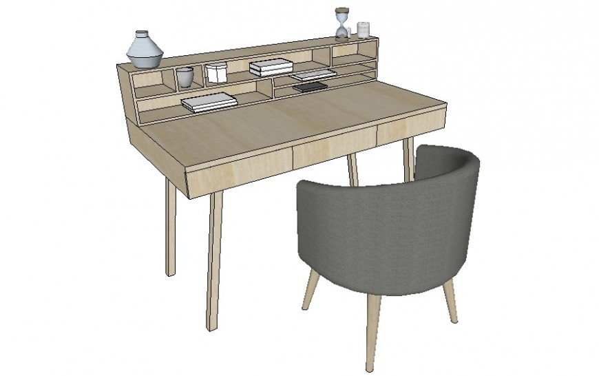 Working space table detail 3d model layout sketch-up file