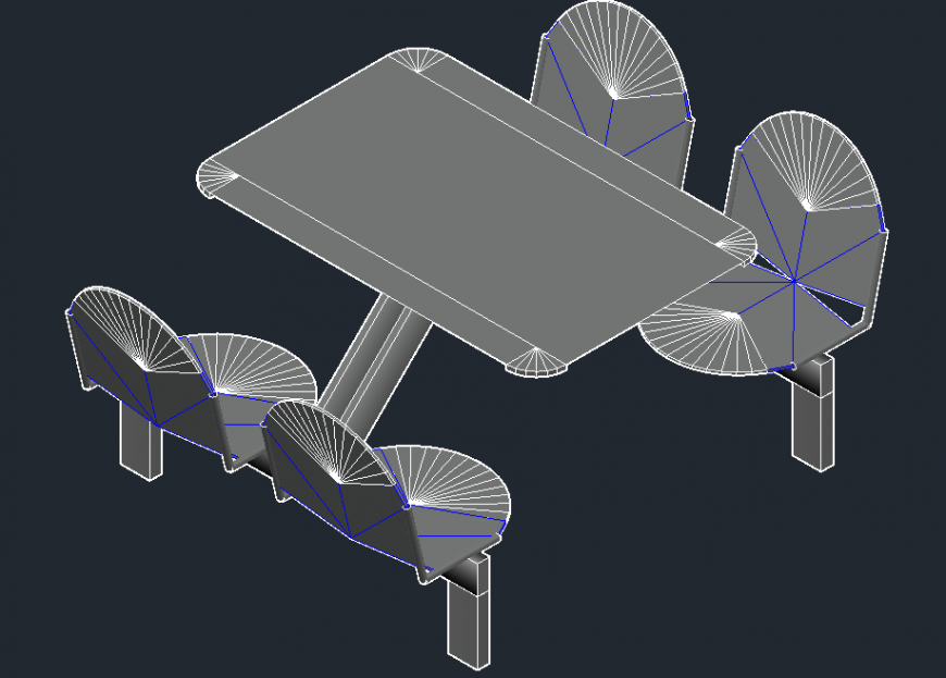 3D Canteen Table and Chair AutoCAD File DWG Drawing