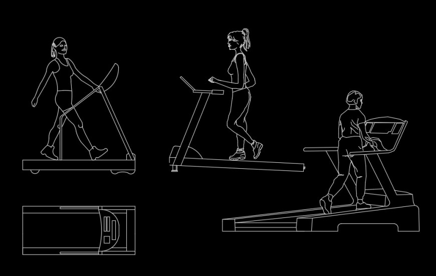 treadmill Equipment GYM CAD Blocks Free Download