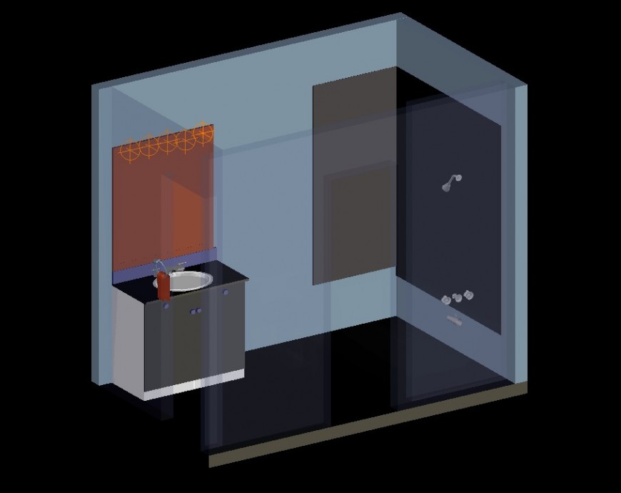 Interior Bathroom 3D CAD Block Elevation Design DWG File