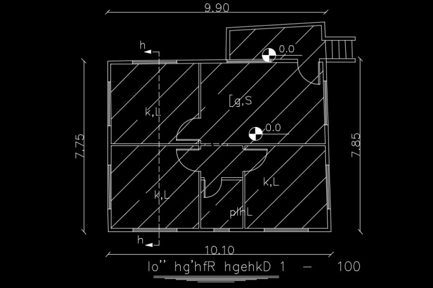 2 BHK House Floor Layout Plan DWG Drawing AutoCAD File Download the file for free