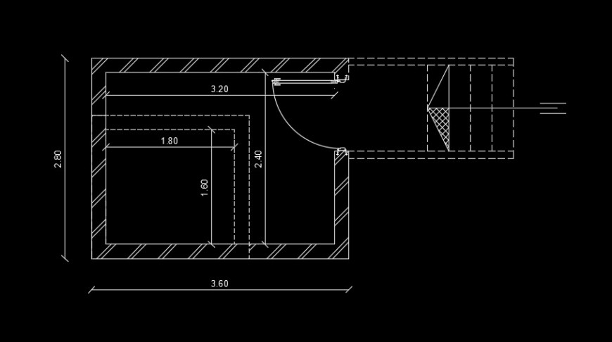 3x3.5m master bedroom plan is given in this AutoCAD drawing model Download now