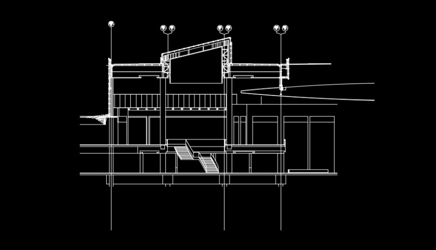 An elevation of steel framed roof detail drawing