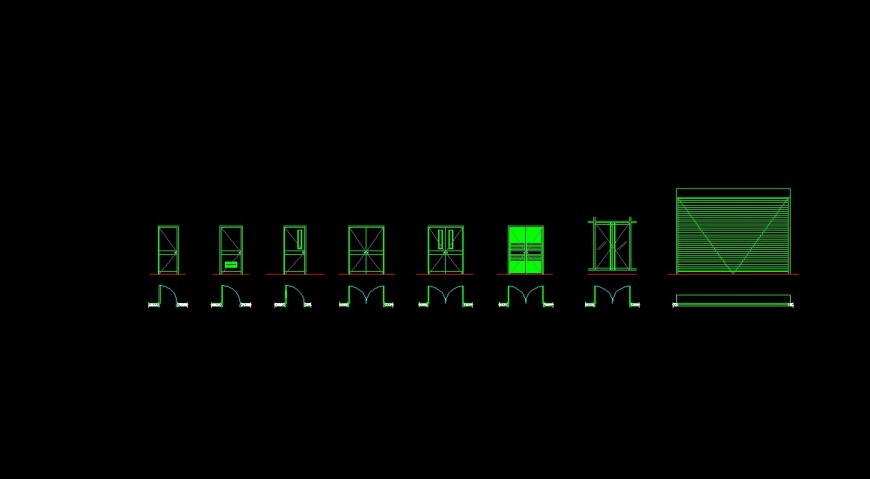 Details of metal-aluminum doors and windows steel and glass dwg file