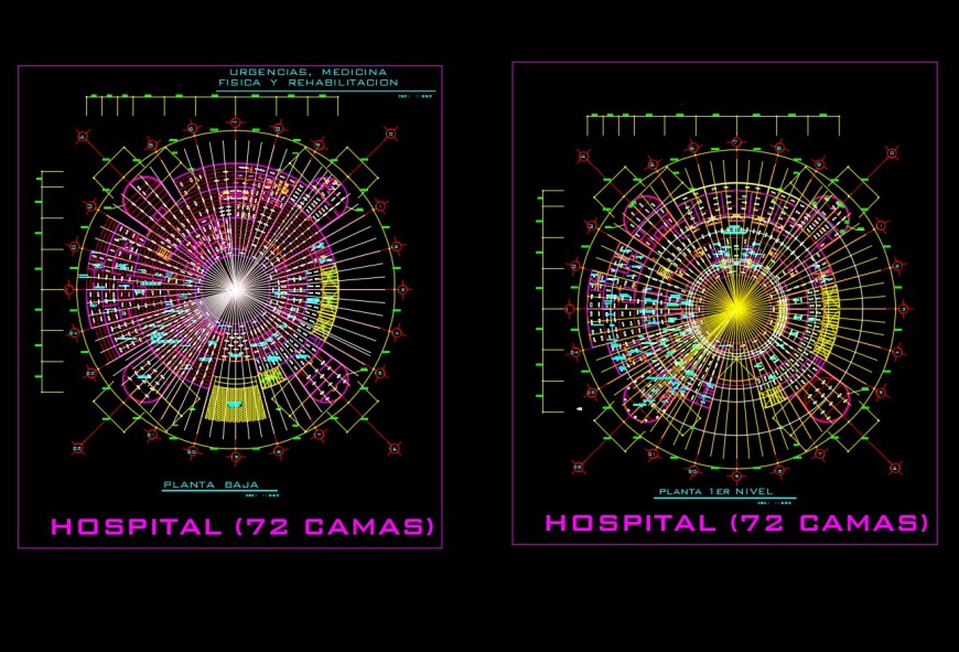 Hospital circular plant plan dwg file