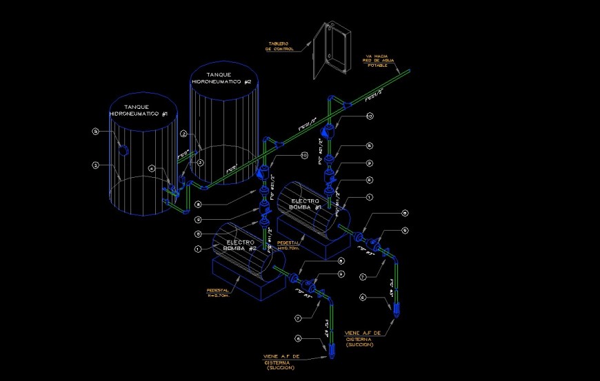 Hydro pneumatic system plan dwg file